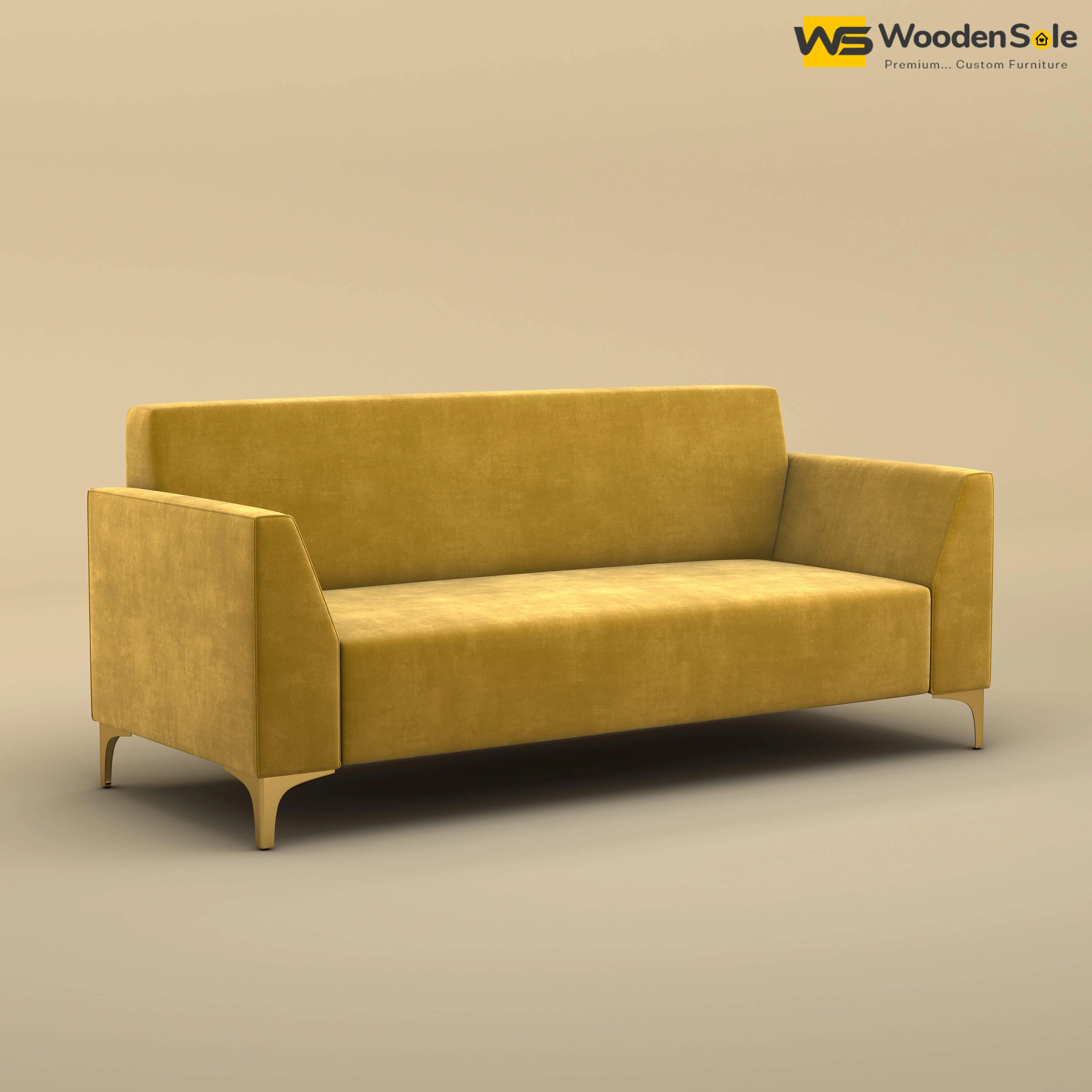 Nayobi 3 Seater Sofa (Velvet, Mustard Yellow)