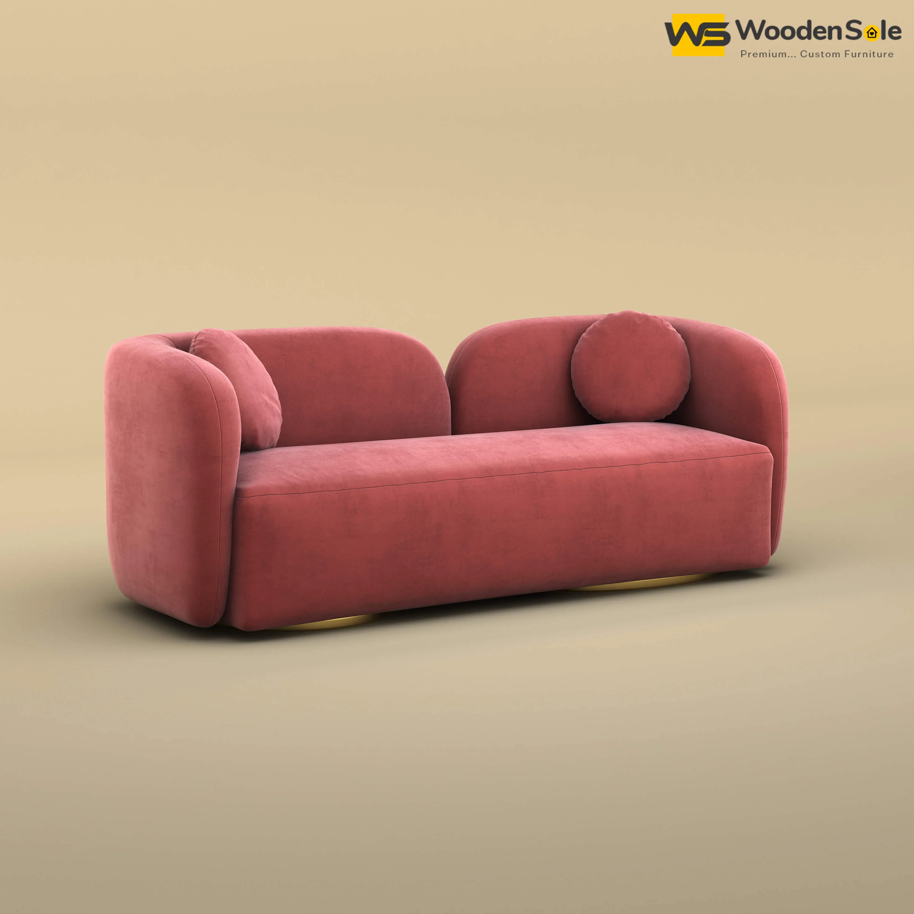 Oslo 3 Seater Interior Sofa (Velvet, Pink)