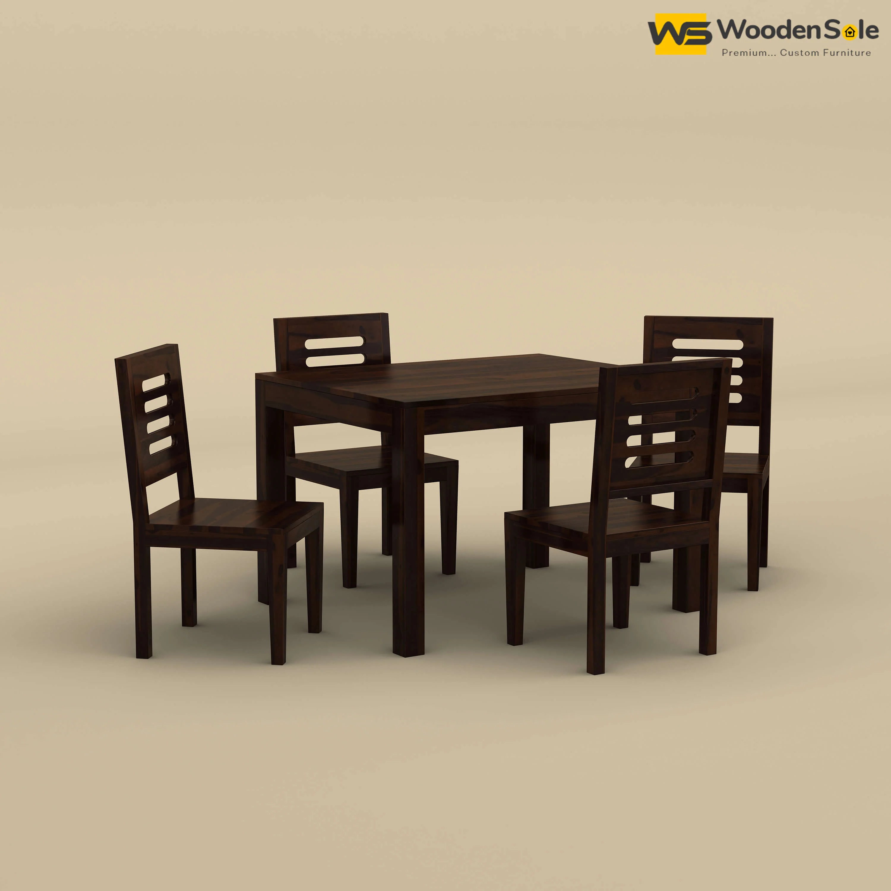 Sheesham Wood 4 Seater Dining Table Set (Walnut Finish)