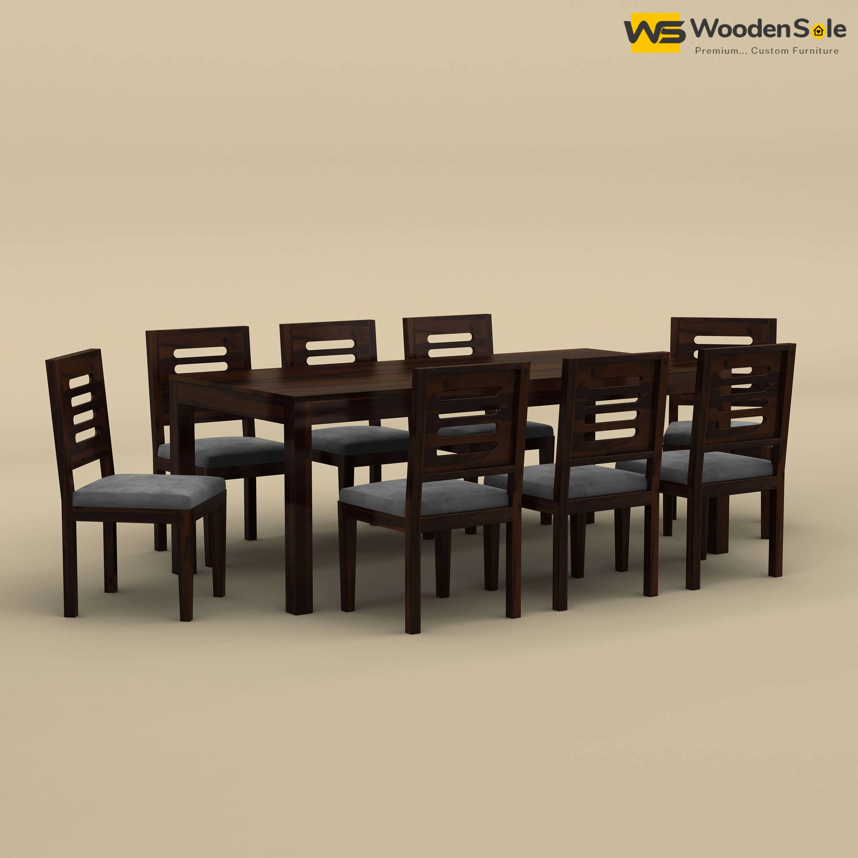 Sheesham Wood 8 Seater Dining Set with Upholstery Chair (Walnut Finish)