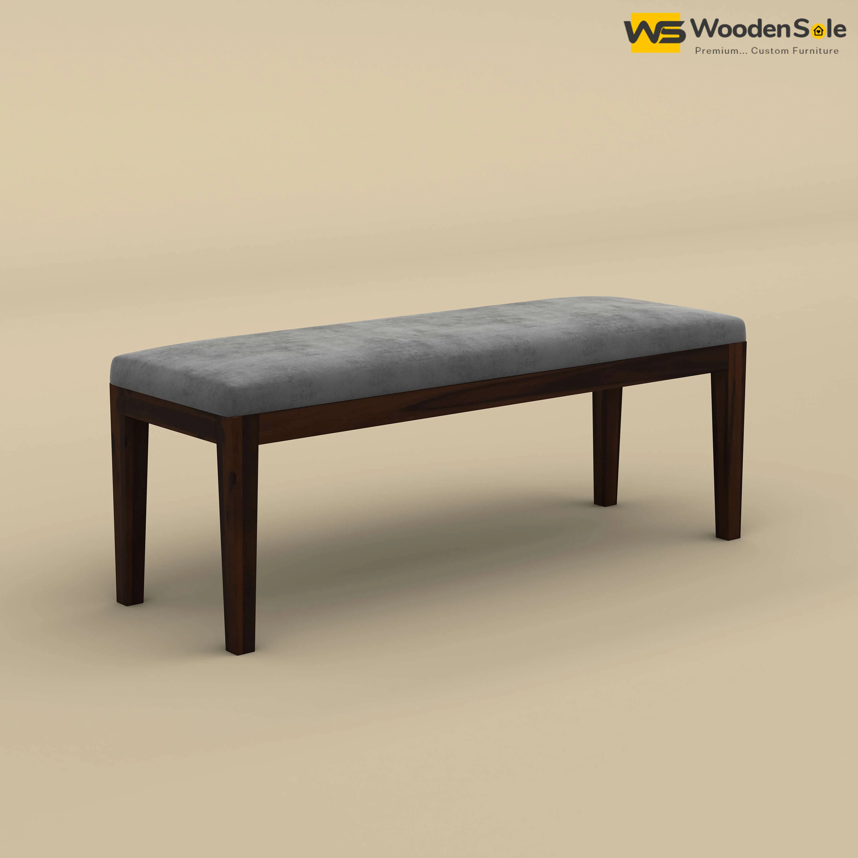 Sheesham Wood Bench With Cushion (Walnut Finish)