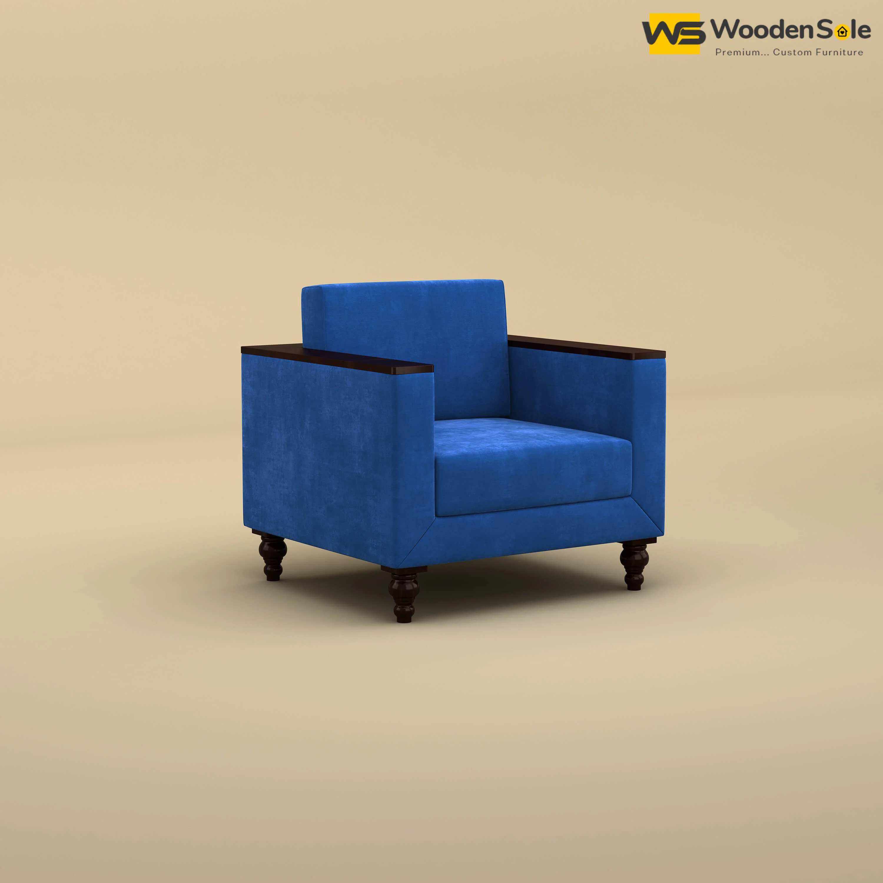 Tivoli 1 Seater Fabric Sofa (Velvet, Royal Blue)