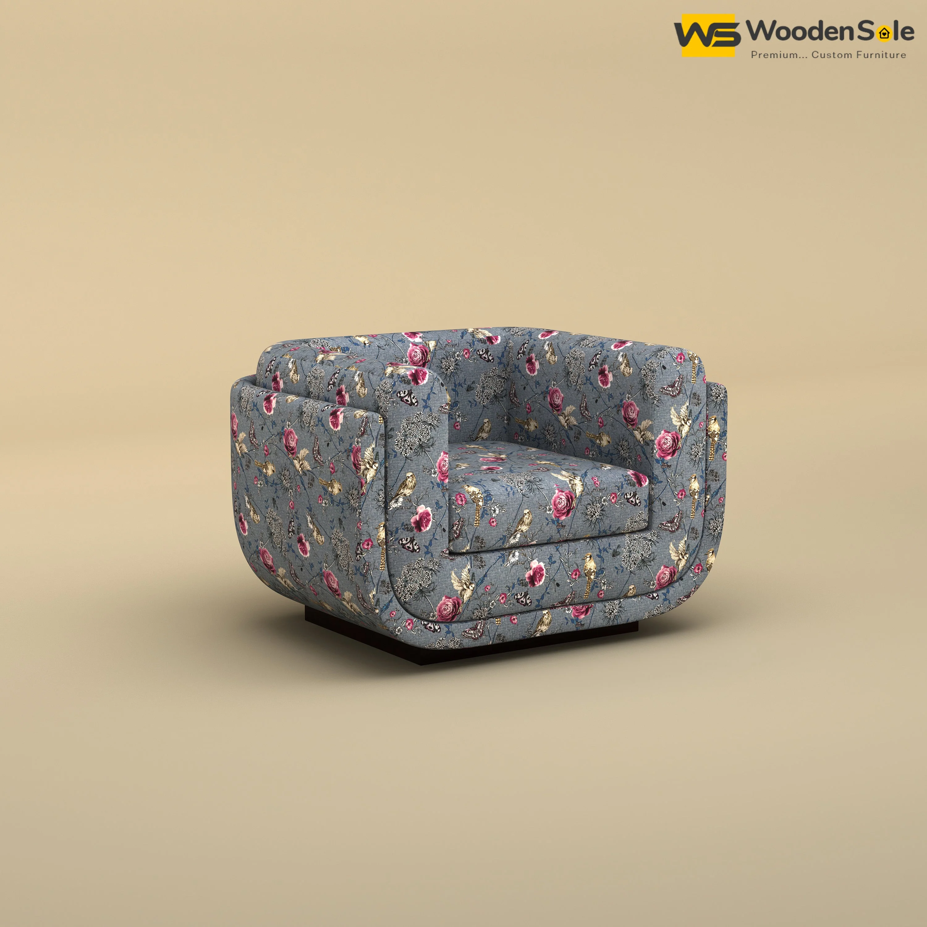 Vedant 1 Seater Fabric Sofa (Cotton, Floral Printed)