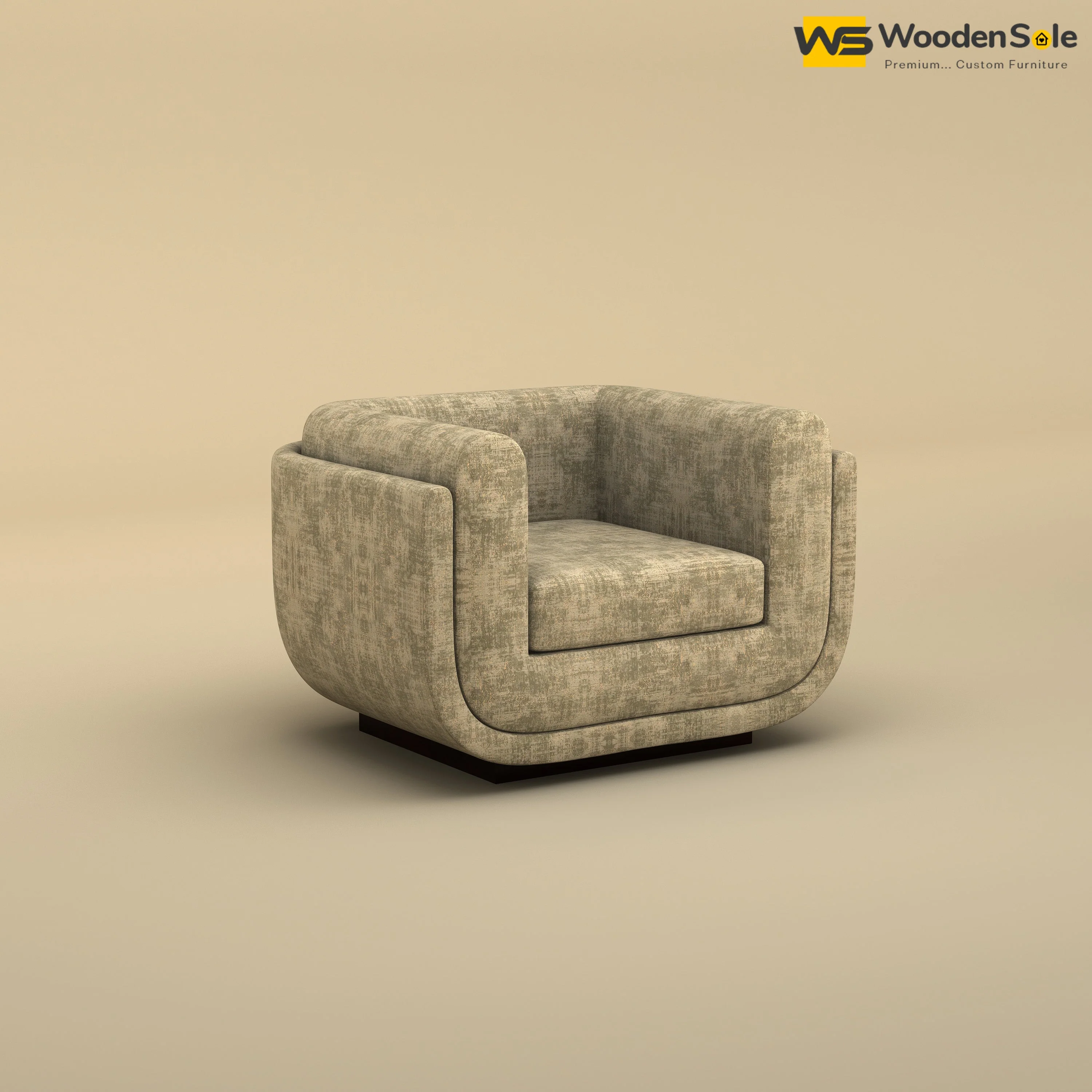 Vedant 1 Seater Fabric Sofa (Cotton, Patchy Cream)