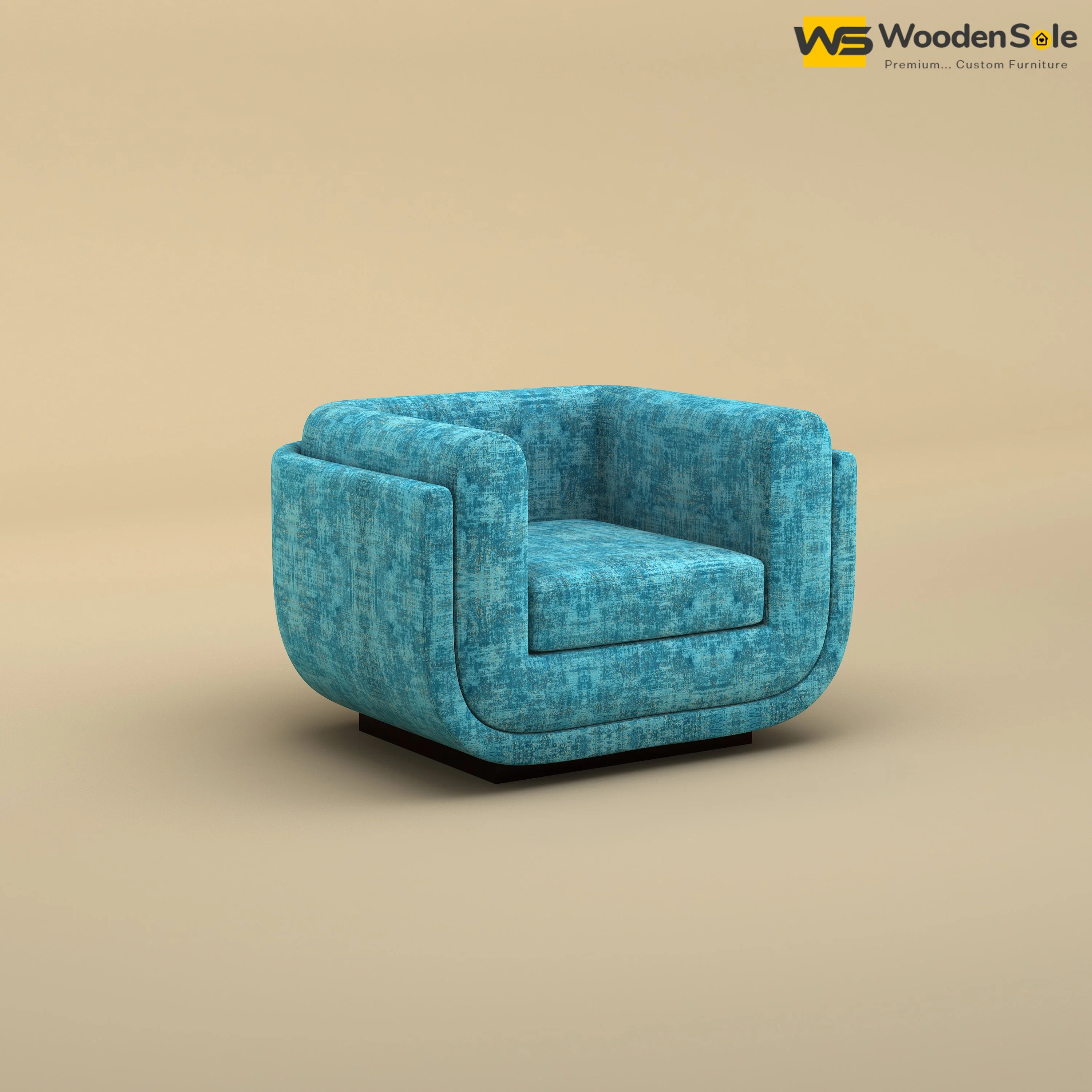 Vedant 1 Seater Fabric Sofa (Cotton, Teal Blue)