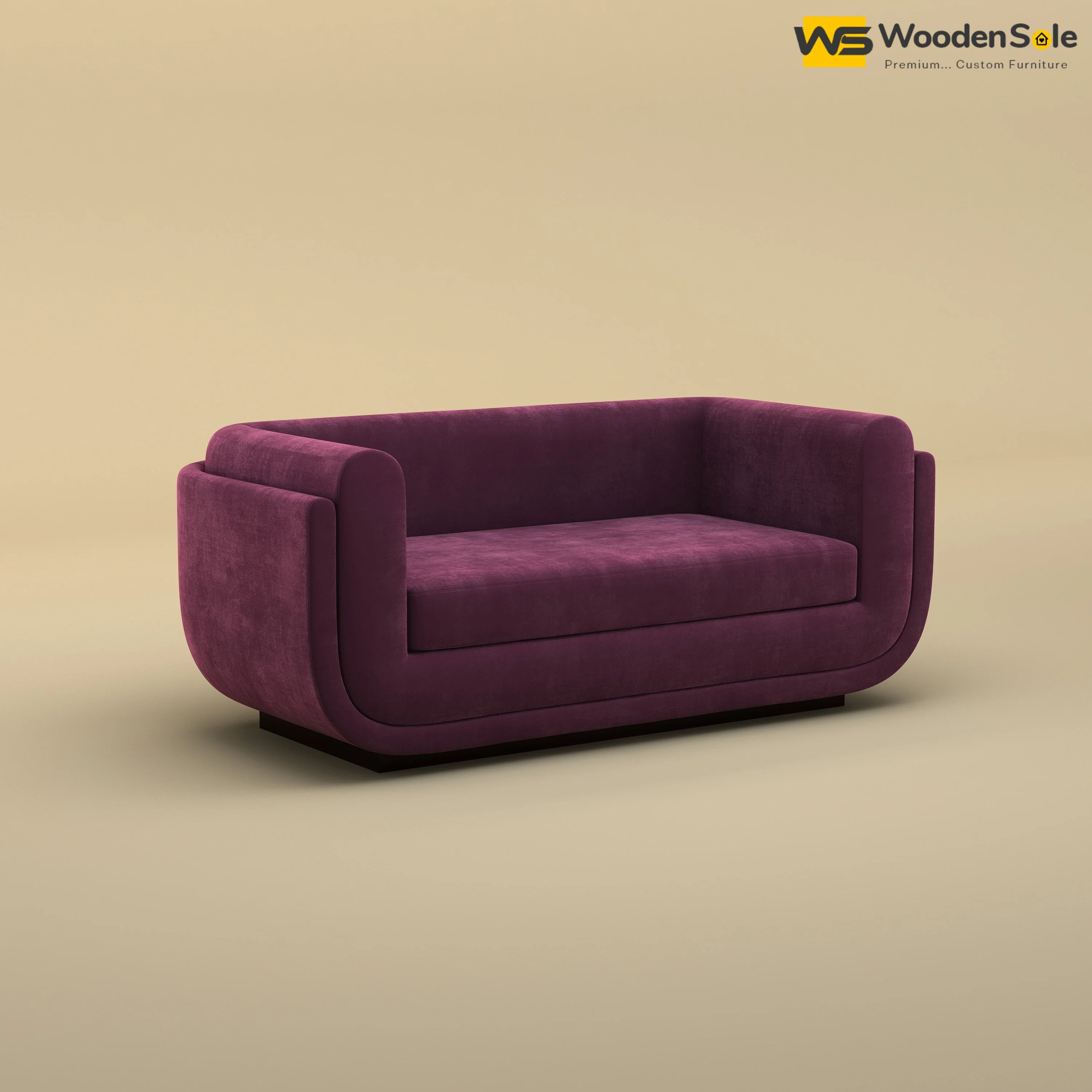 Vedant Two Seater Sofa (Velvet, Dark Purple)