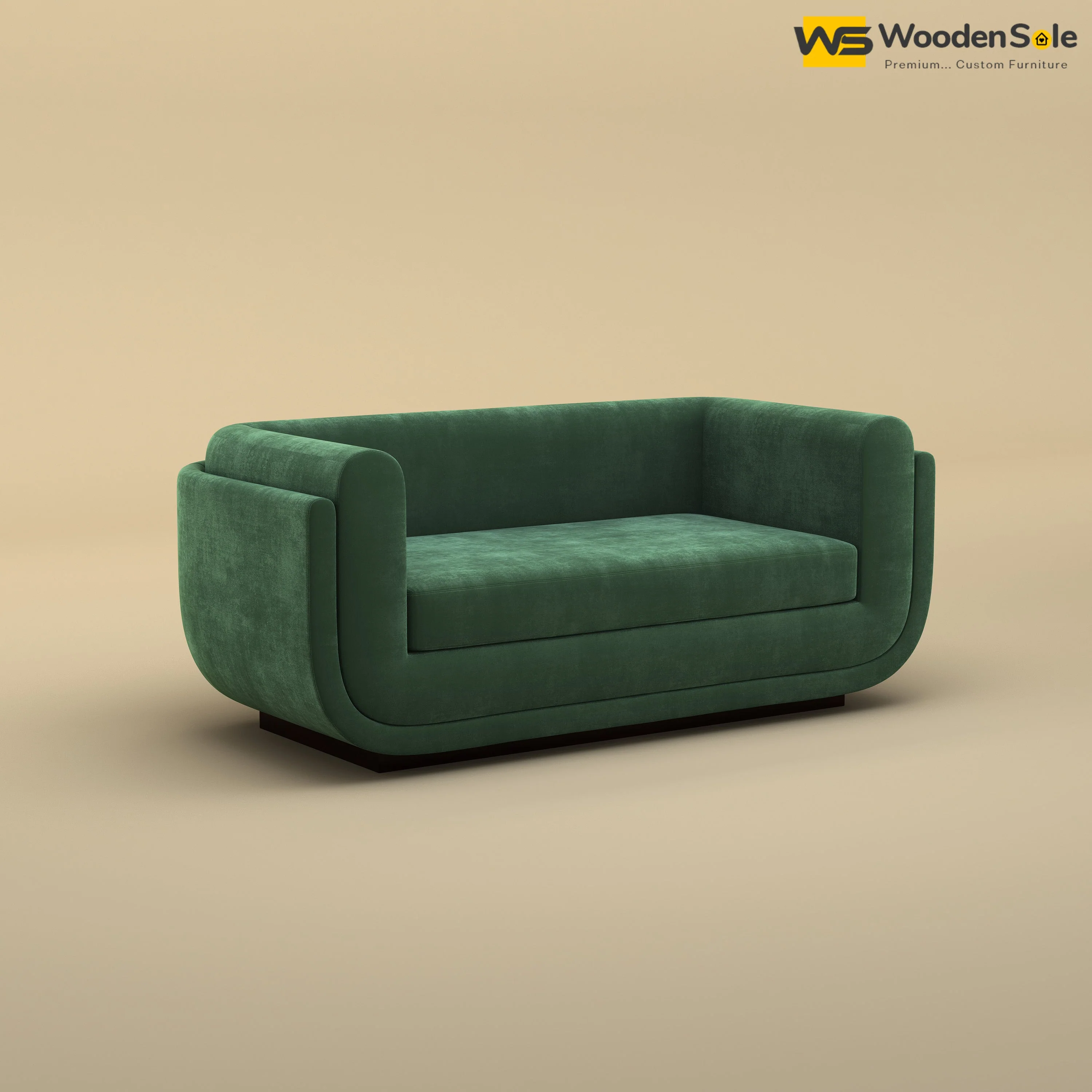 Vedant Two Seater Sofa (Velvet, Forest Green)