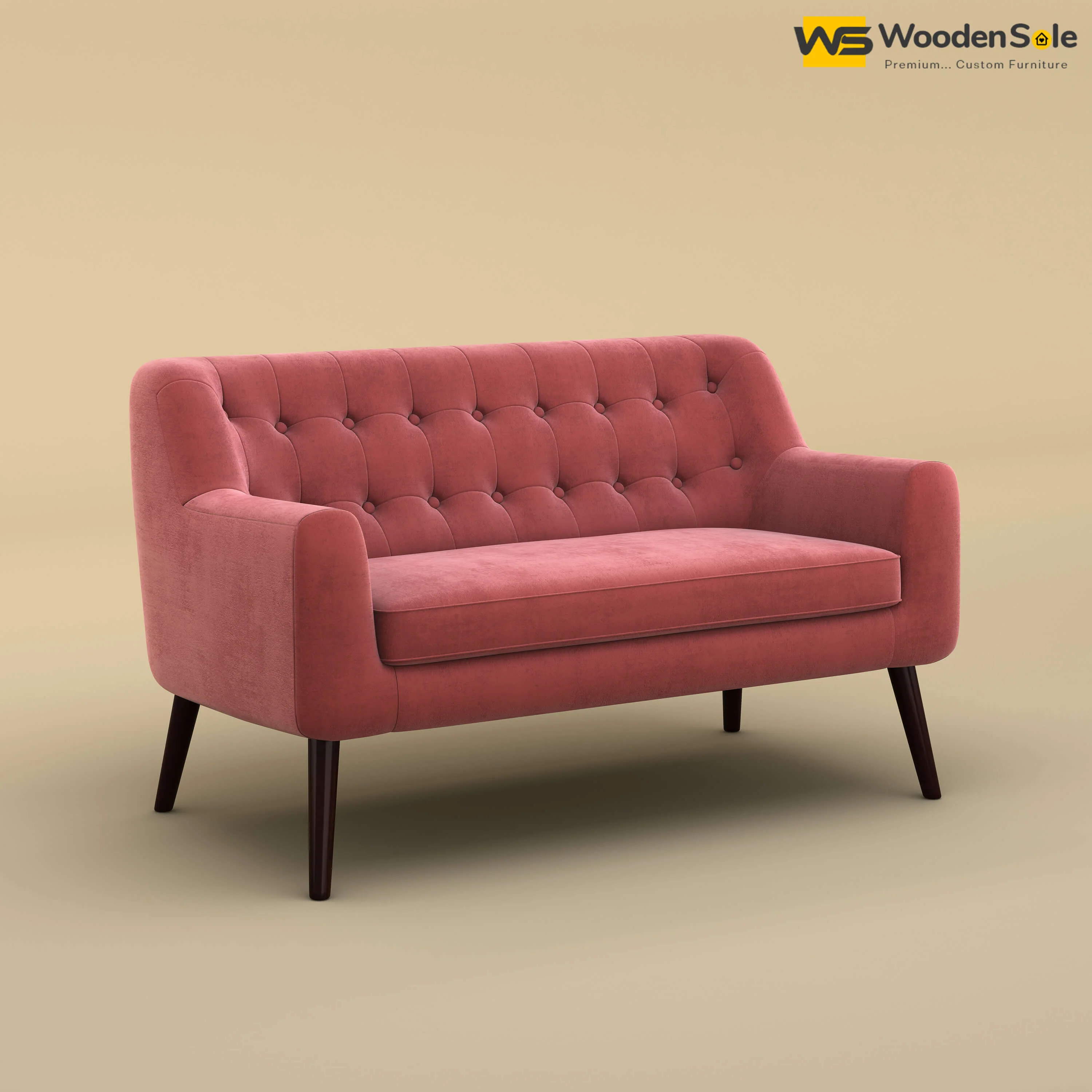 Viraj Loveseat Sofa (Velvet, Pink)