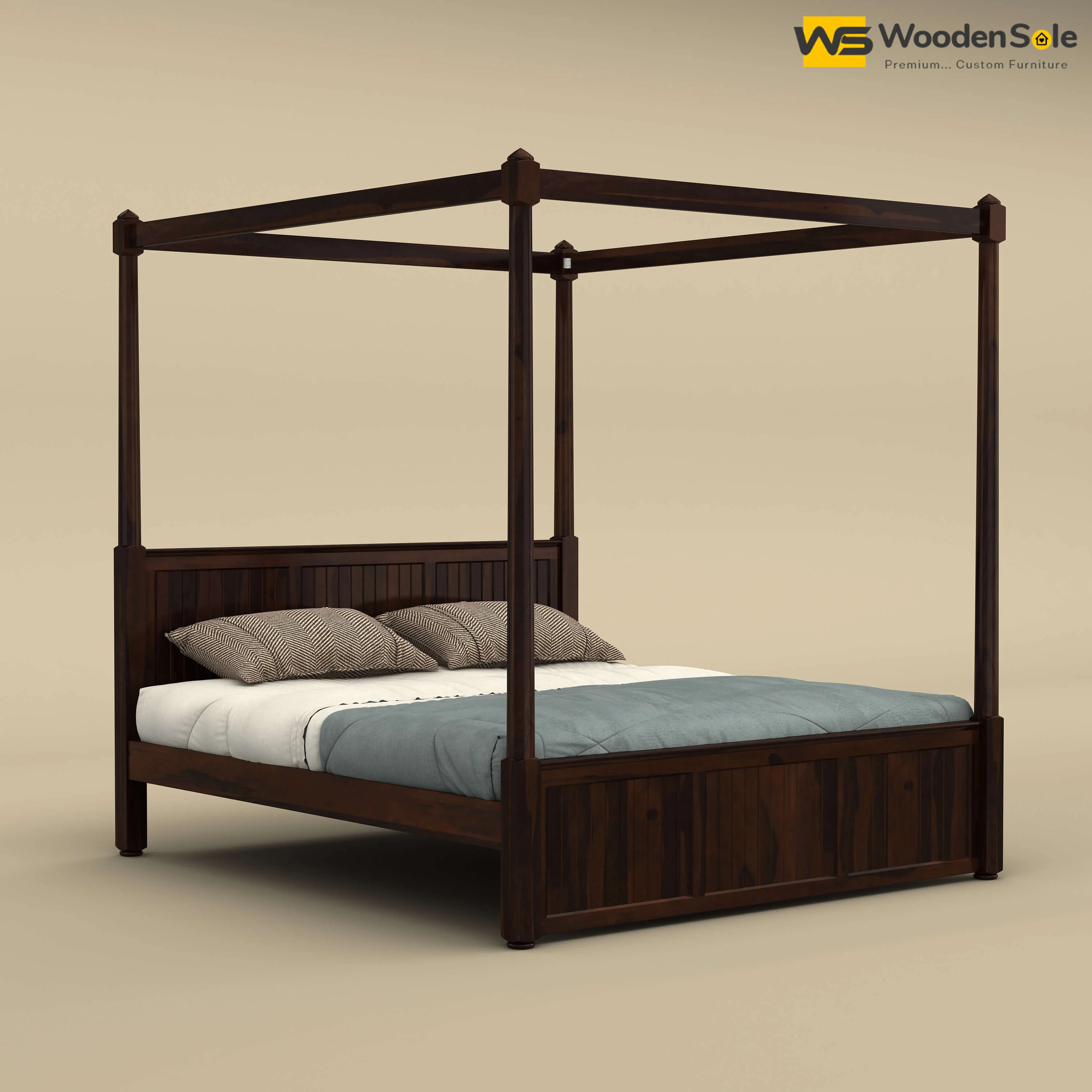 Angelo Poster Bed (Queen Size, Walnut Finish)