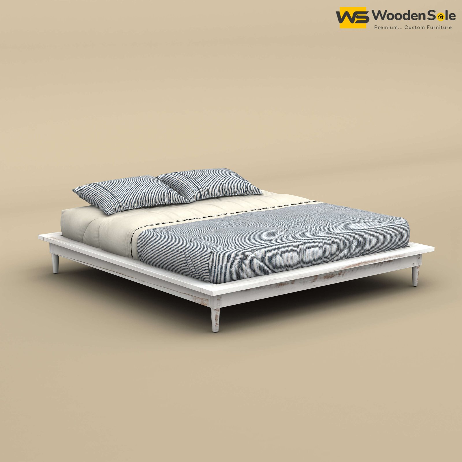 Floora Platform Bed (King Size, Distress Finish)