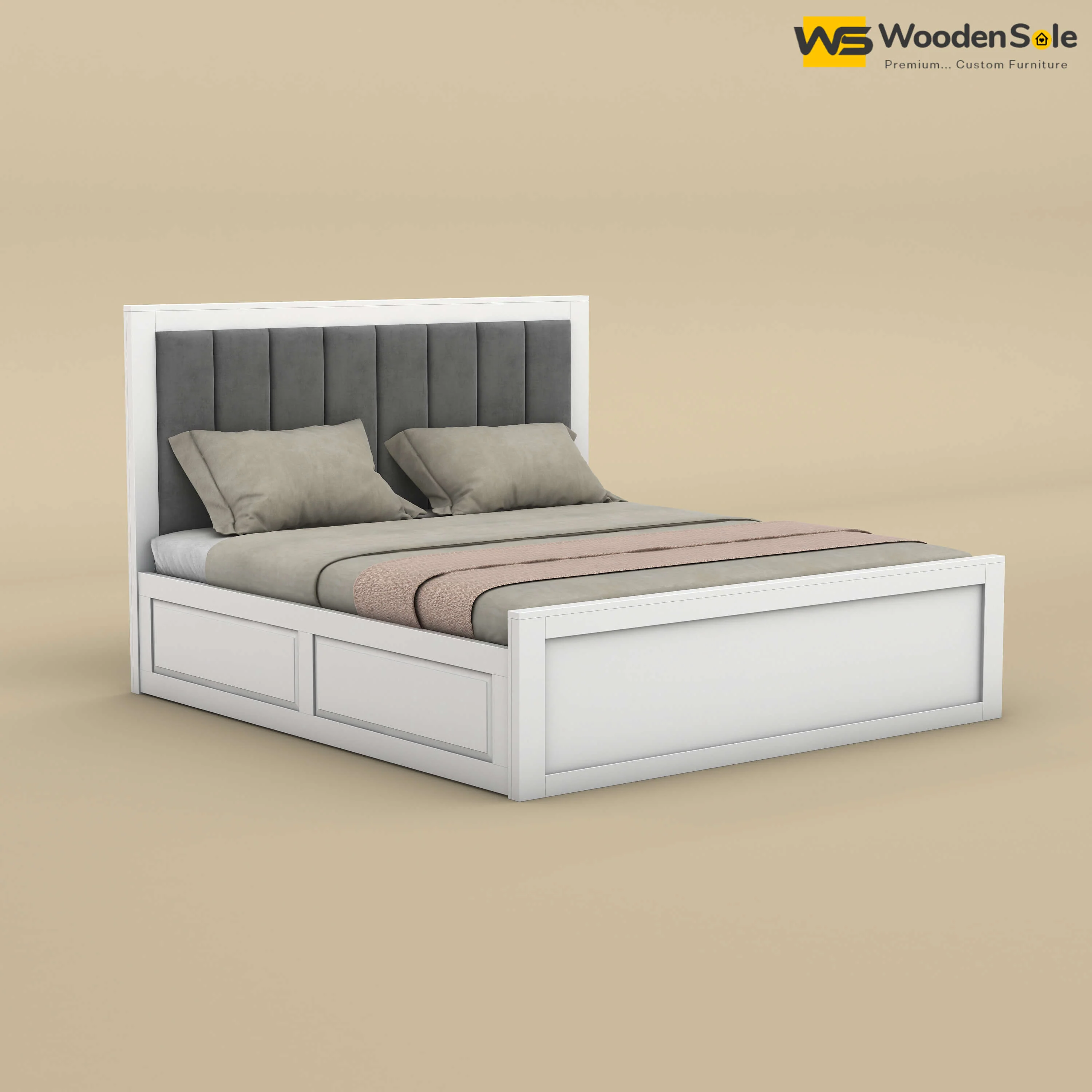Hamza Box Storage Bed (Queen Size, White Finish)