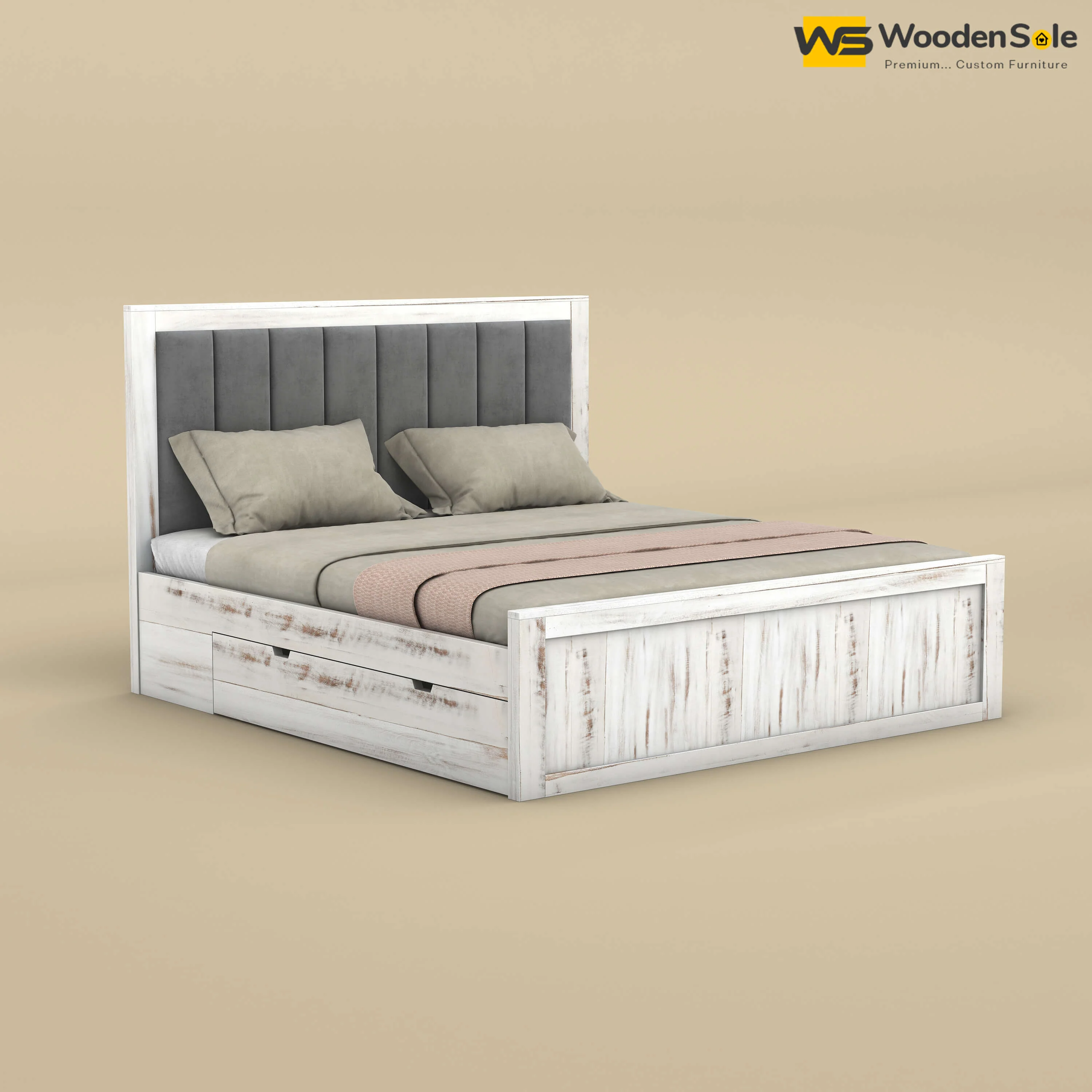 Hamza Drawer Storage Bed (Queen Size, Distress Finish)