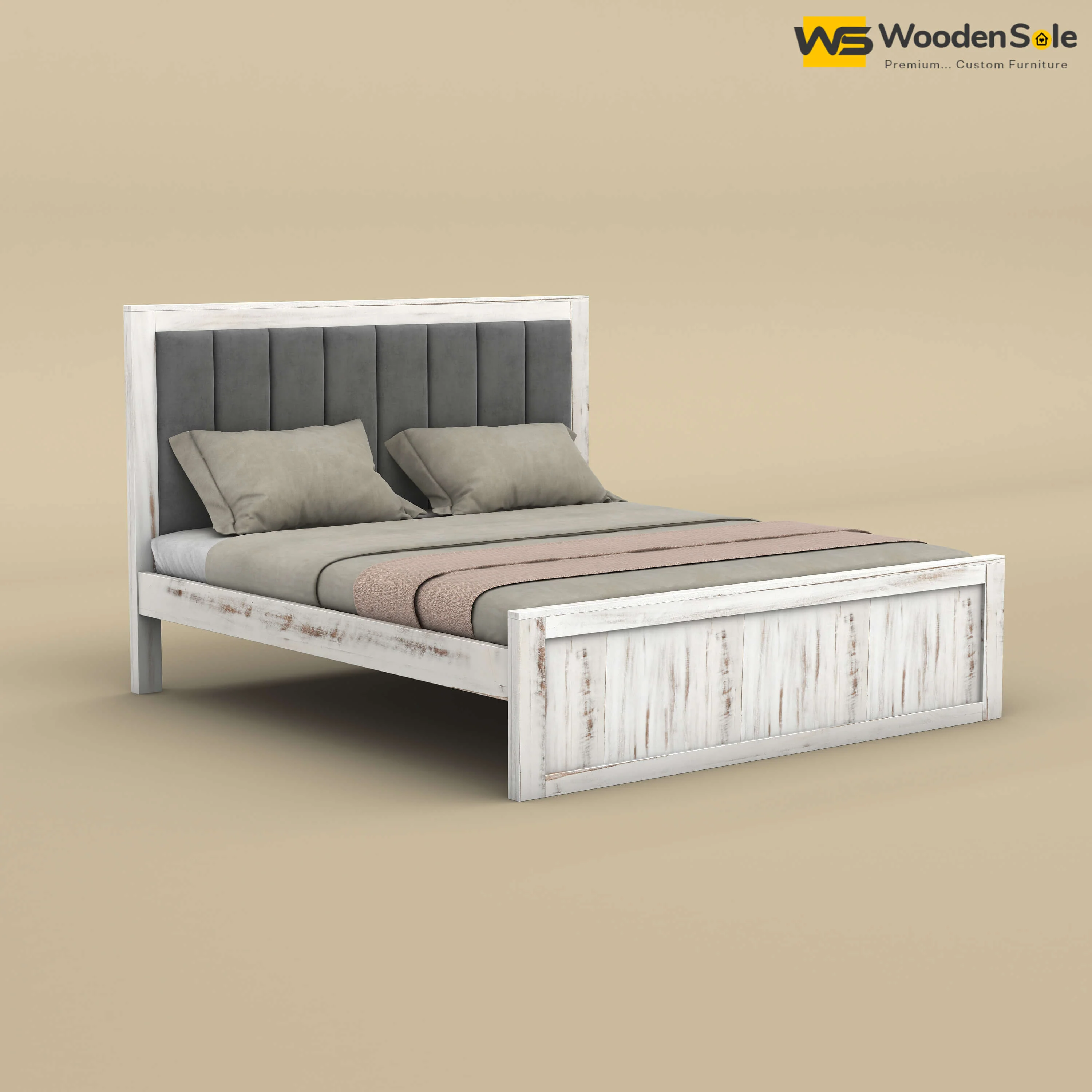 Hamza Without Storage Bed (Queen Size, Distress Finish)