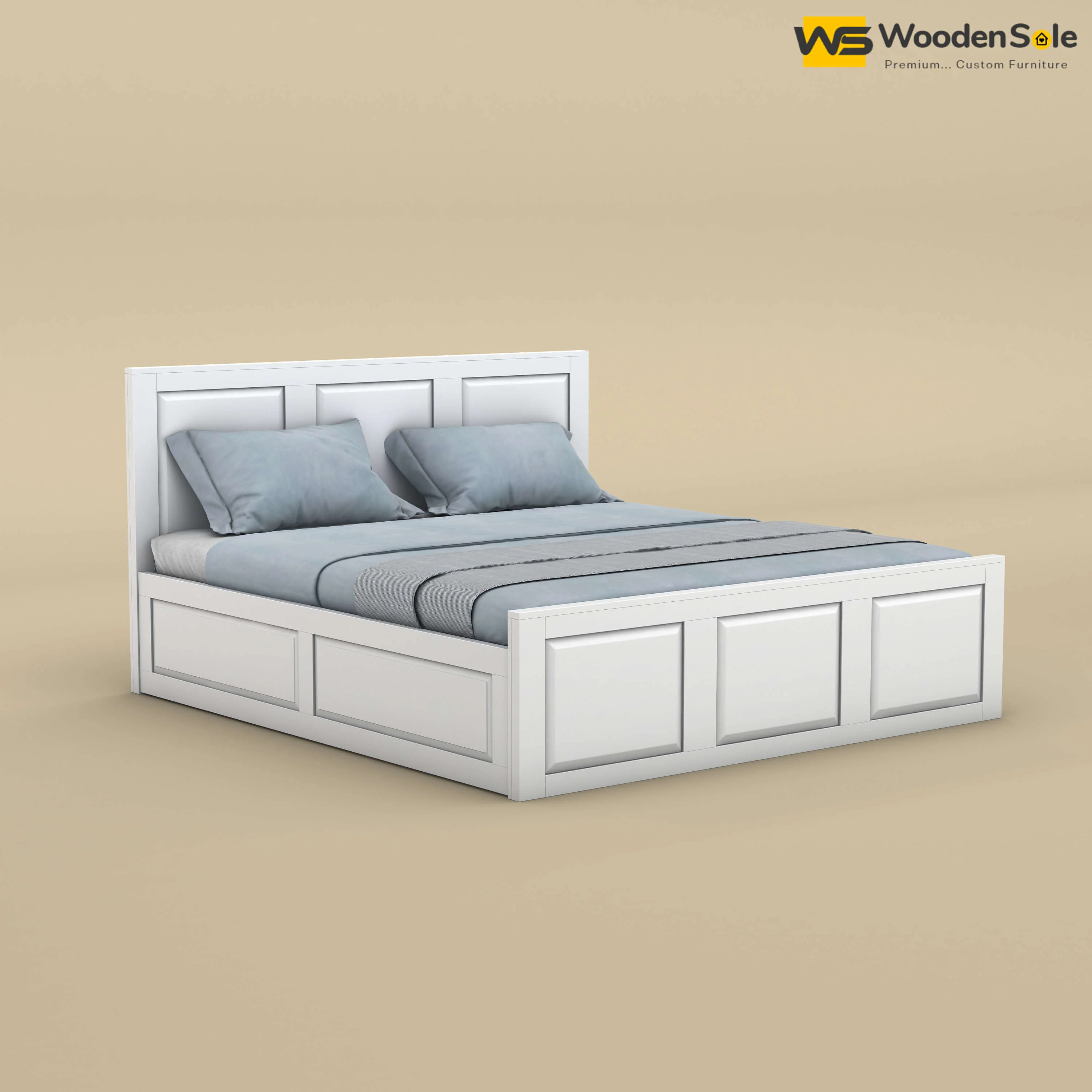 Big Diamond Box Storage Bed (King Size, White Finish)