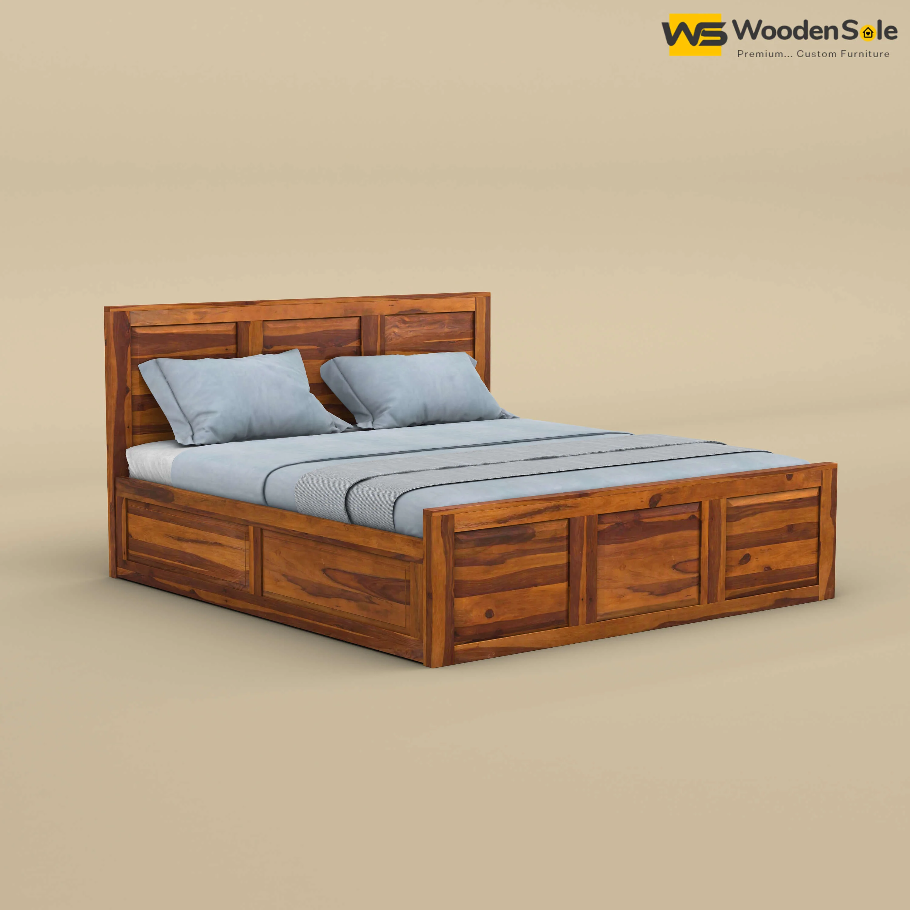 Big Diamond Box Storage Bed (Queen Size, Honey Finish)