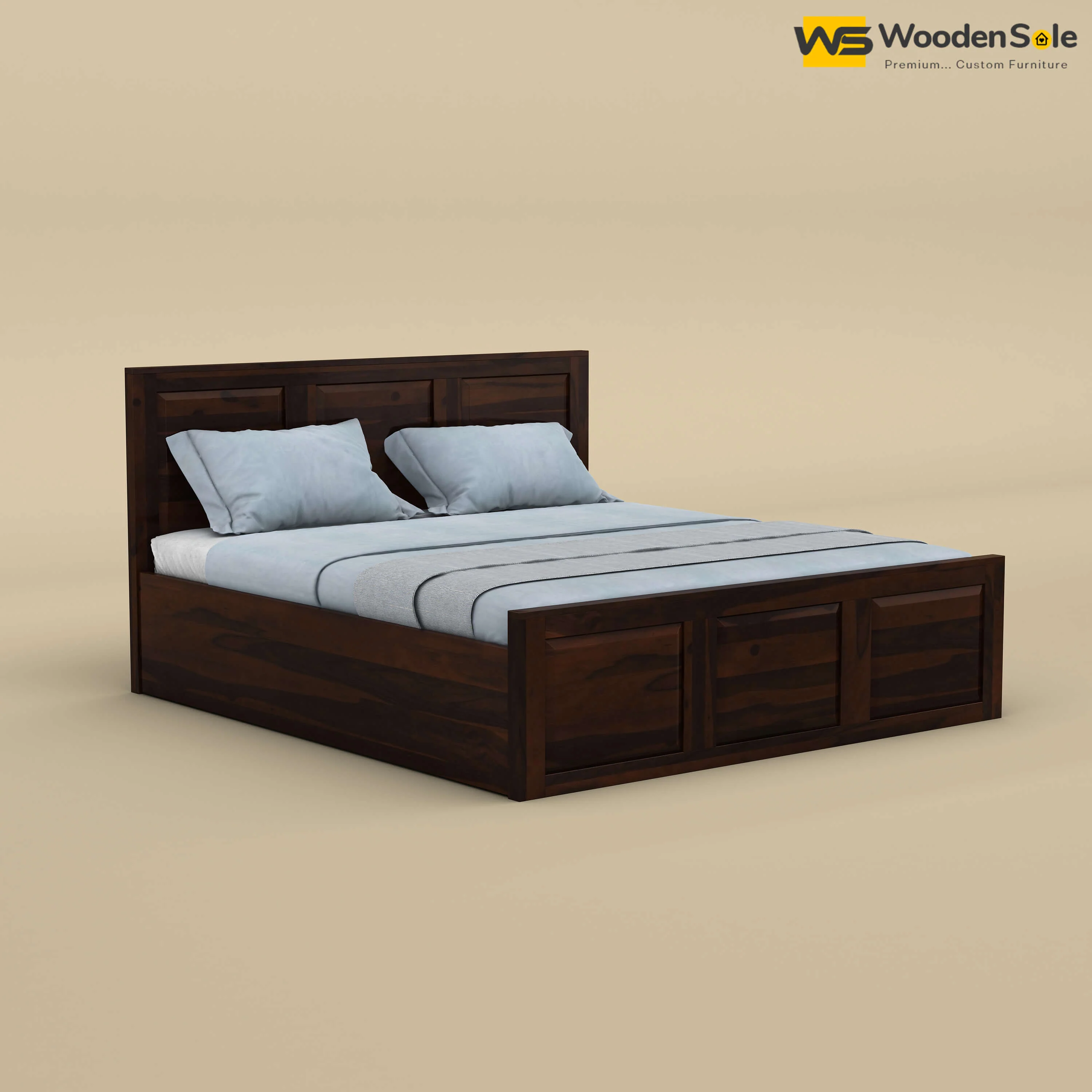 Big Diamond Hydraulic Storage Bed (Queen Size, Walnut Finish)