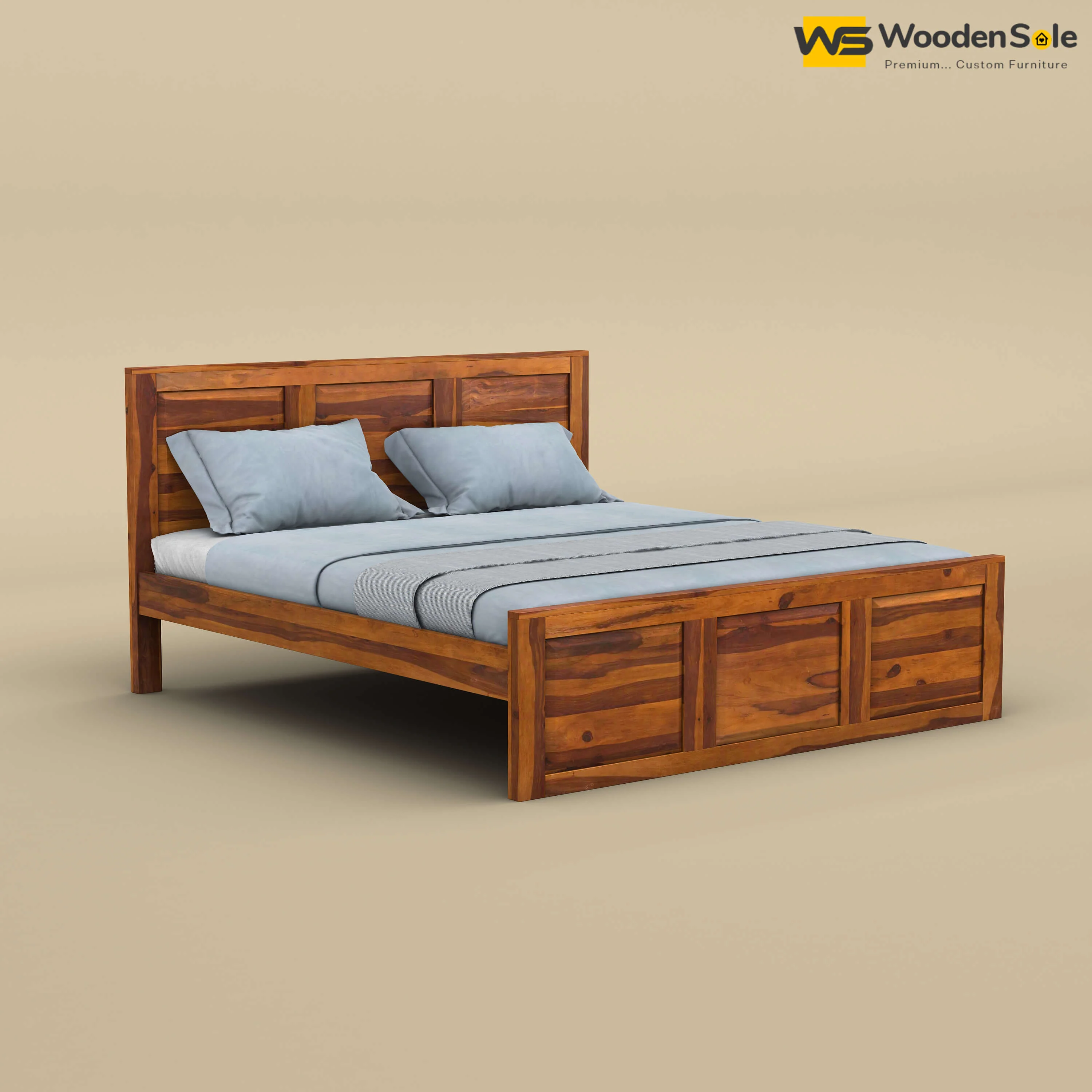 Big Diamond Without Storage Bed (King Size, Honey Finish)